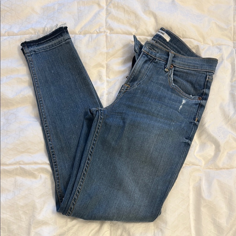 GRLFRND Candice Blue Skinny Jeans with Distressed Details
